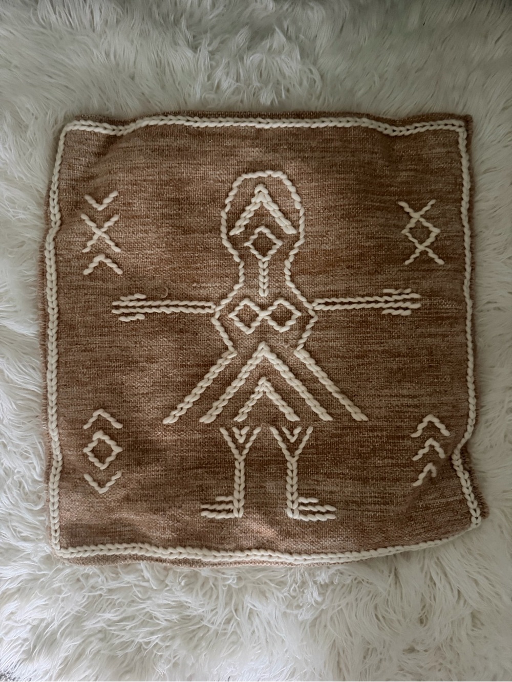 Loloi Handwoven Brown and Cream Tribal Stitch Accent Pillow Cover